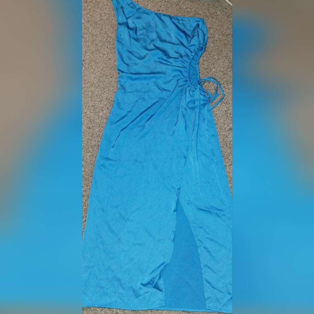⭐BTFBM Blue Dress Side Hole Slit Women's Size Medium Maxi